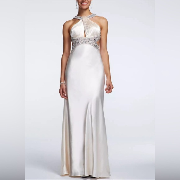 David’s Bridal Charmeuse Dress w/Beaded Straps size 2 - Picture 1 of 6